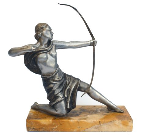 Art Deco Spelter Female Archer, French, C1930