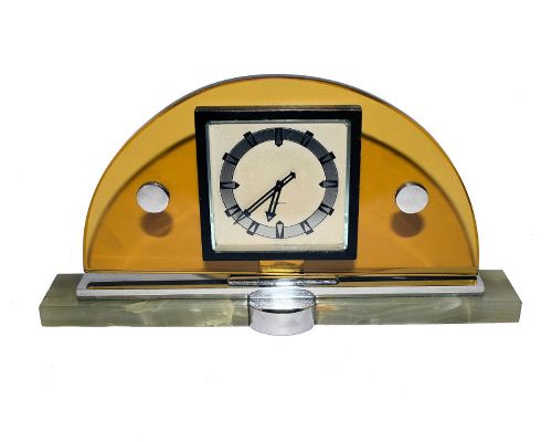 Art Deco Modernist Swiss 8 Day Mantle Clock, C1930