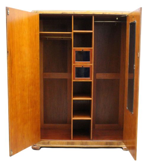 fig 1. Art Deco Large Impressive Burr Walnut Two Door Wardrobe, c1930