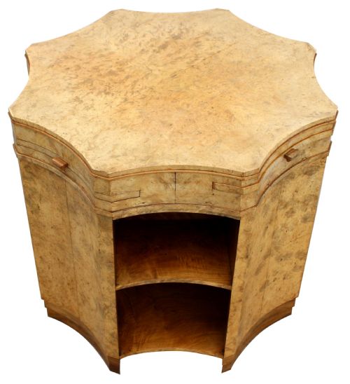 Art Deco Epstein Birds Eye Maple Library Table, C1930