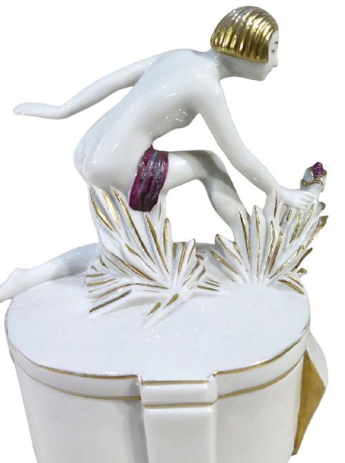ART DECO 1930'S FRENCH FLAPPER GIRL POWDER BOX - ADDITIONAL PHOTO 3