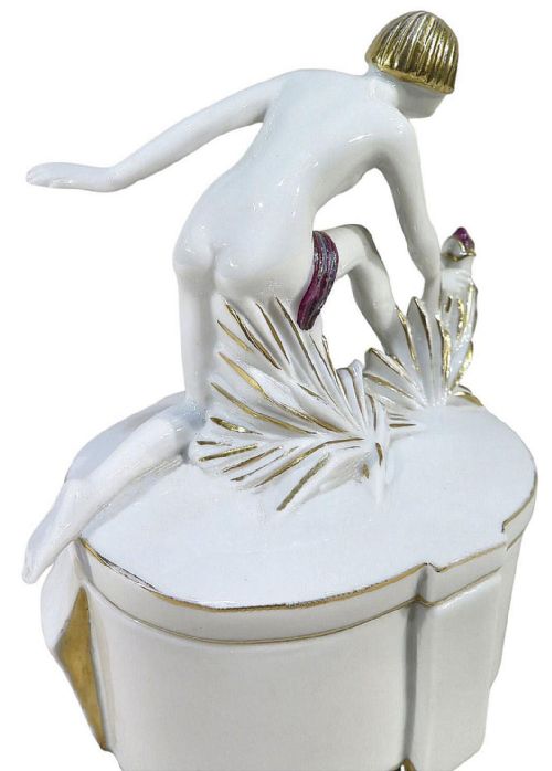 ART DECO 1930'S FRENCH FLAPPER GIRL POWDER BOX - ADDITIONAL PHOTO 4