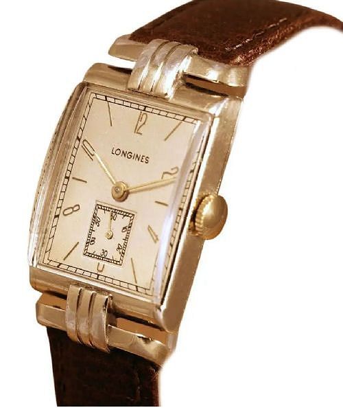 fig 2. Art Deco 10k GF Gents Wristwatch By Longines, Serviced, c1942