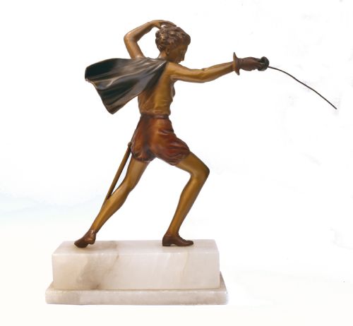 ART DECO FIGURE 'THE JOUSTER' BY JOSEF LORENZL C1930 - ADDITIONAL PHOTO 2