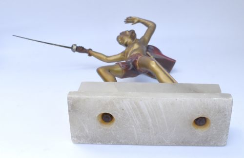 ART DECO FIGURE 'THE JOUSTER' BY JOSEF LORENZL C1930 - ADDITIONAL PHOTO 3