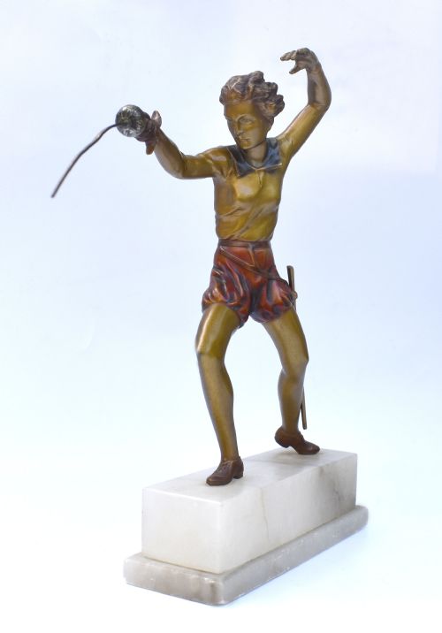 ART DECO FIGURE 'THE JOUSTER' BY JOSEF LORENZL C1930 - ADDITIONAL PHOTO 4