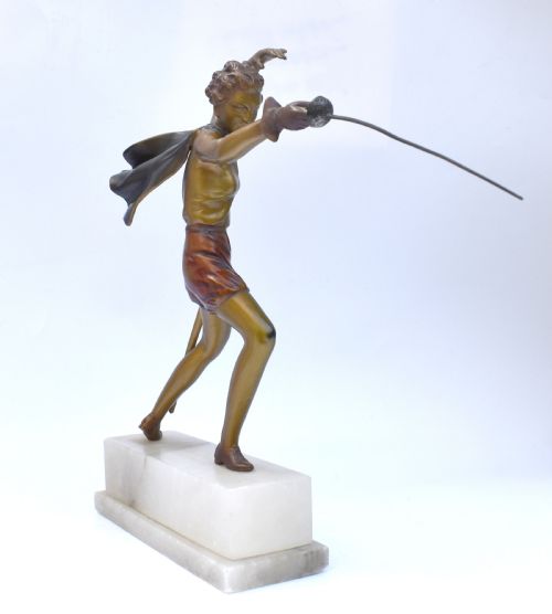 ART DECO FIGURE 'THE JOUSTER' BY JOSEF LORENZL C1930 - ADDITIONAL PHOTO 5