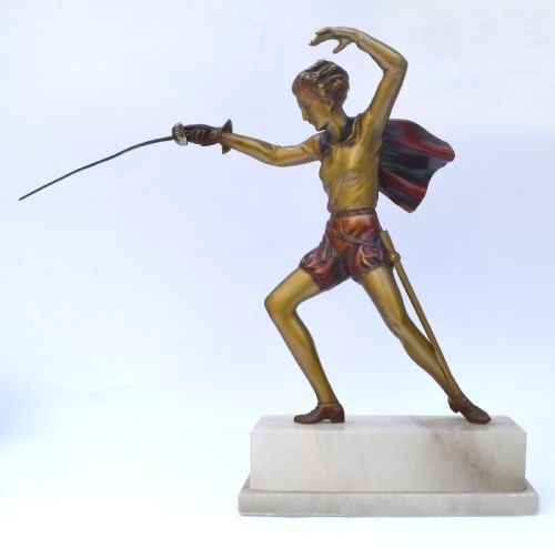 ART DECO FIGURE 'THE JOUSTER' BY JOSEF LORENZL C1930 - ADDITIONAL PHOTO 6
