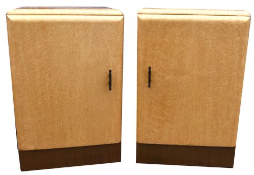 Art Deco Pair of Matching Bedside Cabinets in Blonde Maple, 1930s
