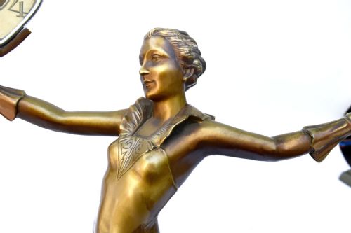 fig 1. Art Deco Large Figural Clock By Lorenzl, c1930