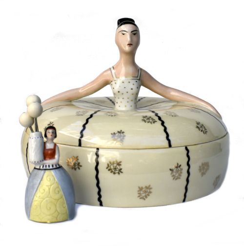ART DECO CERAMIC POWDER BOWL BY LIMOGES FRANCE C1930 - ADDITIONAL PHOTO 4