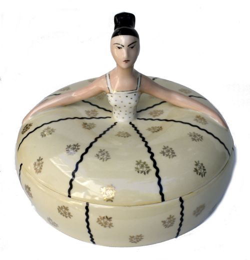 ART DECO CERAMIC POWDER BOWL BY LIMOGES FRANCE C1930 - ADDITIONAL PHOTO 5