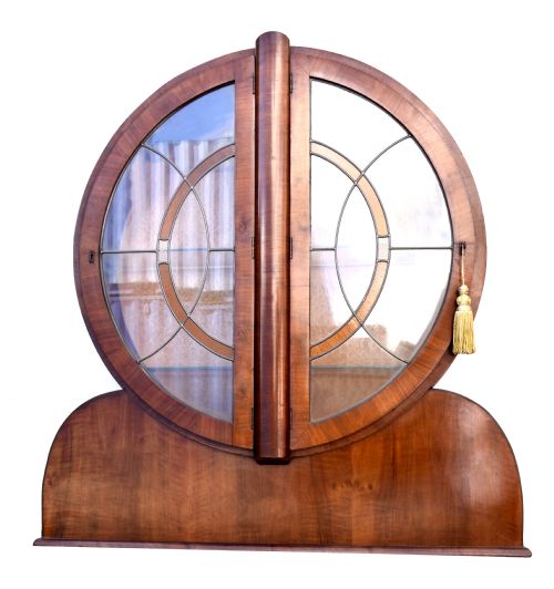 Art Deco  Circular Leaded Glass Display Cabinet, C1930