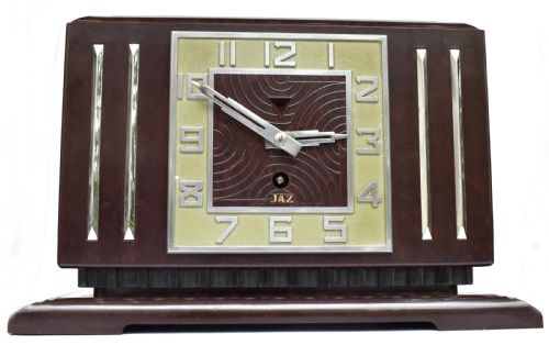 Art Deco French Bakelite Mantle Clock by Jaz, C1930