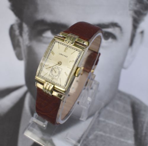Art Deco 10k Gf Gents Wristwatch by Longines, Serviced, C1943