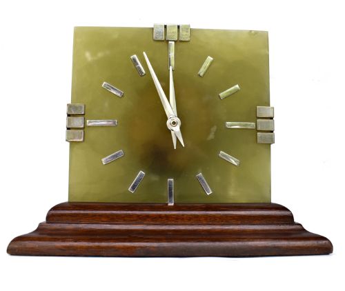 Art Deco Beautiful French Marble  “7 Rubies” Mantel Clock, C1930