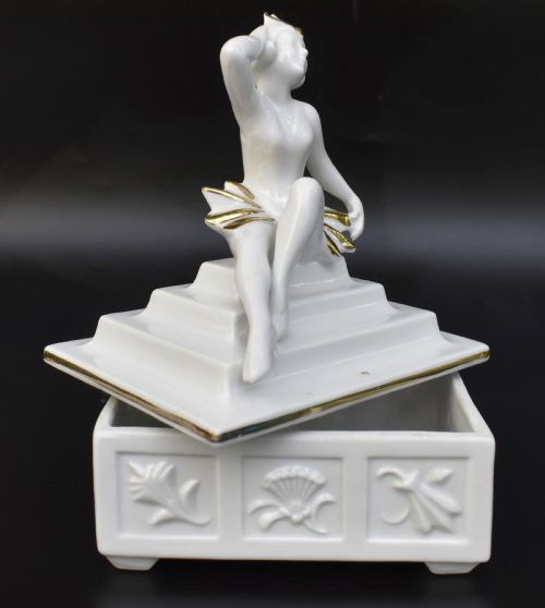 ART DECO PORCELAIN POWDER BOX JAR GERMANY C1930 - ADDITIONAL PHOTO 2