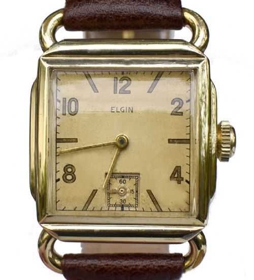 ART DECO SERVICED 10K GOLD FILLED GENTS WRIST WATCH BY ELGIN C1946 - ADDITIONAL PHOTO 1