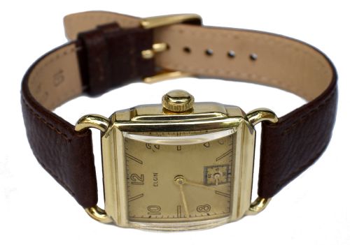 ART DECO SERVICED 10K GOLD FILLED GENTS WRIST WATCH BY ELGIN C1946 - ADDITIONAL PHOTO 9