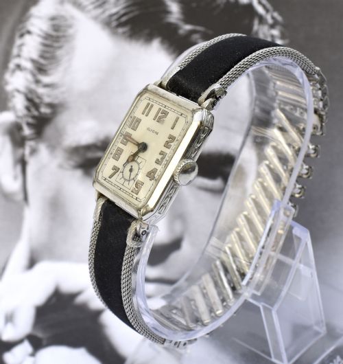 fig 1. Art Deco Gentleman's 14k White Gold Wrist Watch, c1930