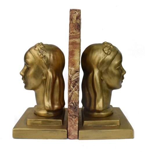fig 2. Art Deco Female Bust Bookends By Frankart Inc, c1930