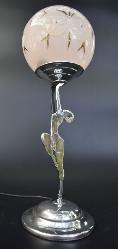 ART DECO CHROME FIGURAL TABLE LAMP C1930 - ADDITIONAL PHOTO 2