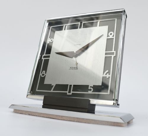 Art Deco Chrome Looping 8 Day Mantel Clock, 1930