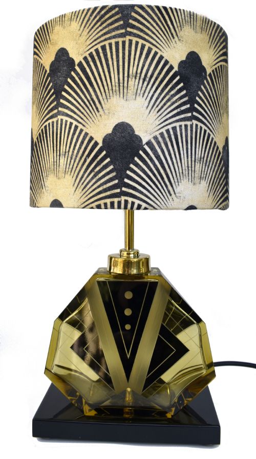 Art Deco Iconic Glass Table Lamp by Karl Palda, C1930