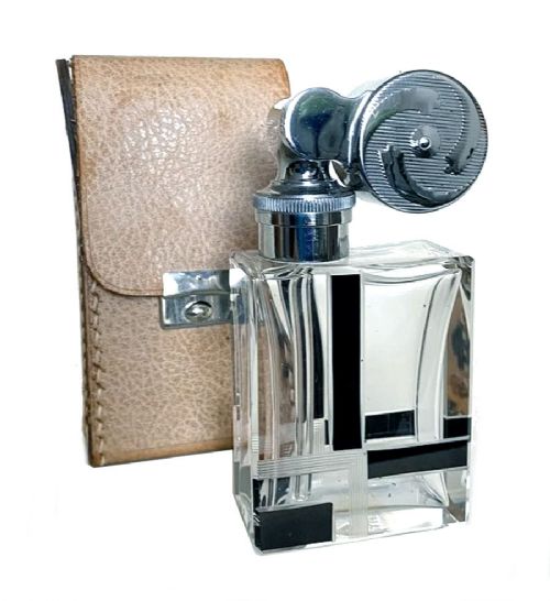 fig 3. Art Deco Marcel Franck Glass & Chrome Geometric Perfume Atomiser, c1930s