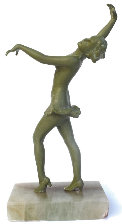 Art Deco Female Dancer Spelter Figurine, C1930