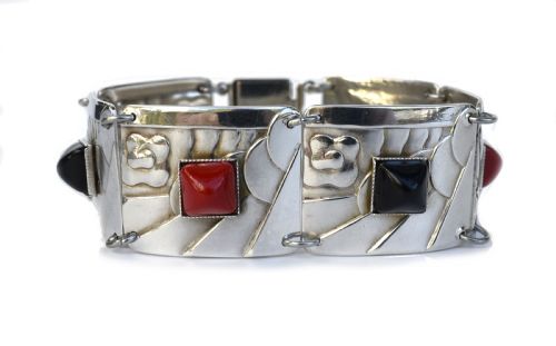 Art Deco Geometric Modernist Ladies Panel Bracelet