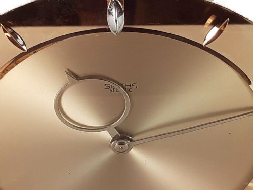 fig 1. Art Deco Smiths Sectric Rose Glass Mirror Electric Mantle Clock, c1930