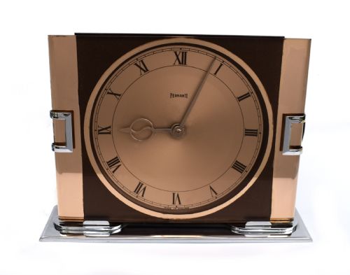 Art Deco Copper Mirror Electric Clock by Ferranti, C1930