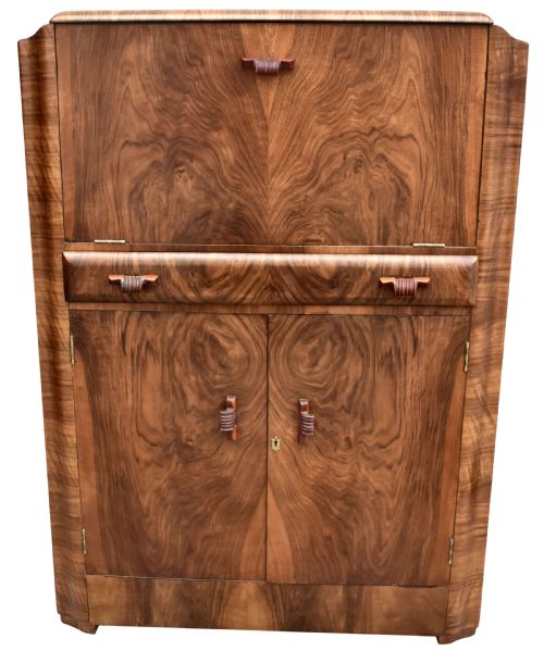 Art Deco Walnut Upright Cocktail Cabinet, 1930'S