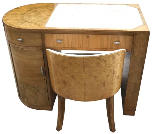 fig 1. Art Deco Walnut Desk & Chair, c1930's