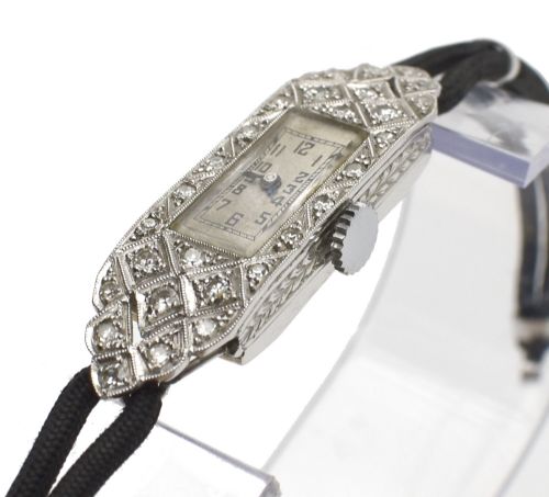 fig 1. Art Deco Diamond Platinum Ladies Cocktail Watch, c1929