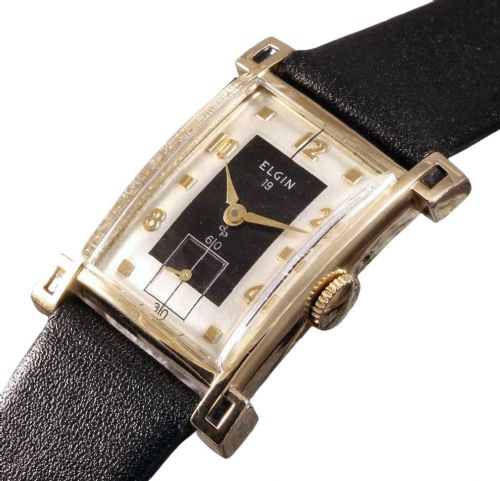 fig 1. Art Deco Gents Watch, 10k GF, by Elgin, Serviced, C1954