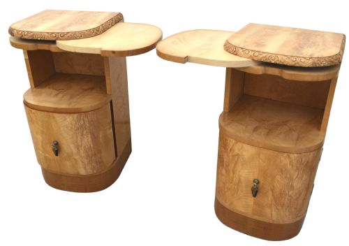 fig 1. Art Deco Pair Of Blonde Sycamore Bedside Cabinets By Epstein, c1930