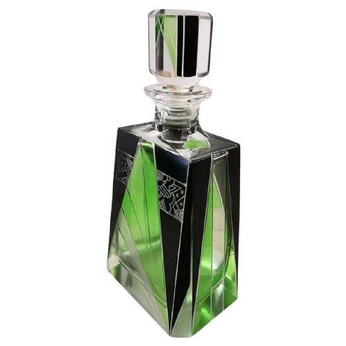ART DECO CZECH GLASS ENAMEL DECANTER SET C1930 - ADDITIONAL PHOTO 2