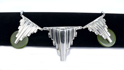 ART DECO BAKELITE AND CHROME NECKLACE C1930 - ADDITIONAL PHOTO 1