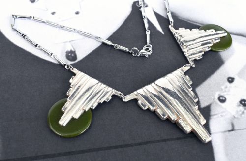 ART DECO BAKELITE AND CHROME NECKLACE C1930 - ADDITIONAL PHOTO 3
