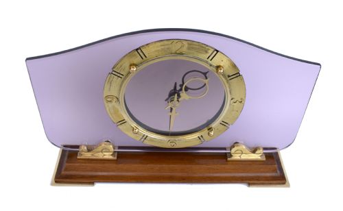 fig 1. Art Deco Glass & Mirror 8 Day Mantle Clock, 1930