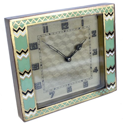 ART DECO COPPER AND ENAMEL CLOCK C1930 - ADDITIONAL PHOTO 1