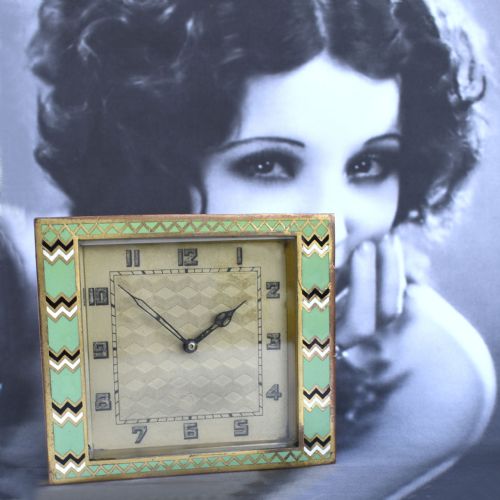 ART DECO COPPER AND ENAMEL CLOCK C1930 - ADDITIONAL PHOTO 3