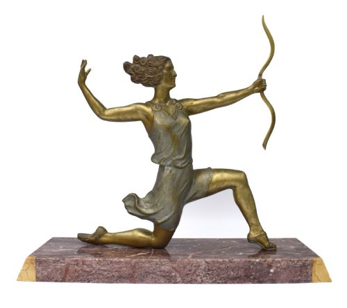 Art Deco Sculpture on Marble by Pierre Le Fagay, C1930