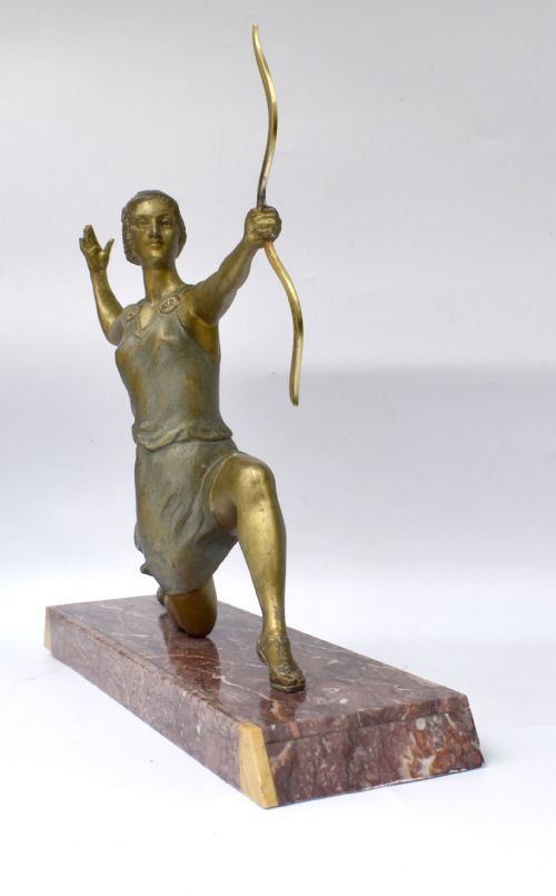 fig 1. Art Deco Sculpture On Marble By Pierre Le Fagay, c1930