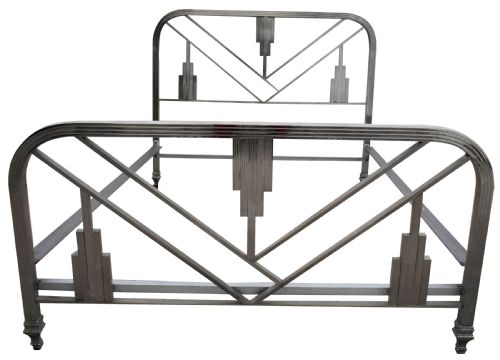 Art Deco Skyscraper Chrome Framed Double Bed, C1930