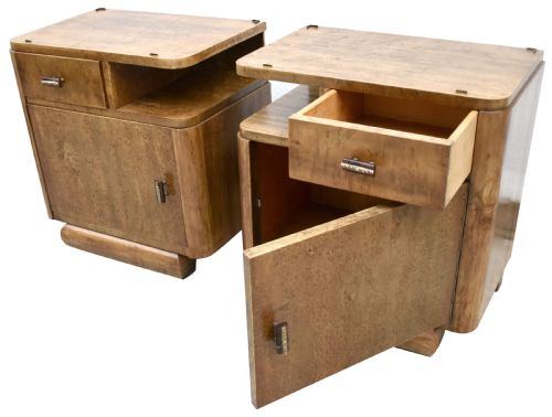 ART DECO PAIR OF MATCHING BEDSIDE CABINETS BURR ELM C1930 - ADDITIONAL PHOTO 5
