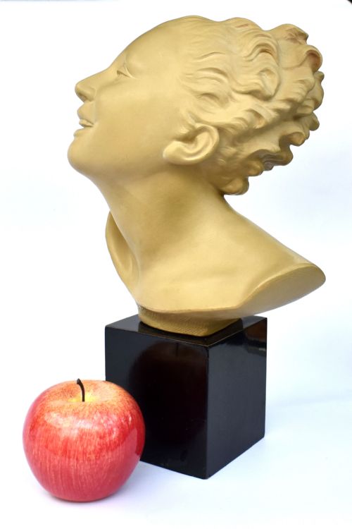 ART DECO BUST ON STAND BY BOHUMIL REZL C1930 - ADDITIONAL PHOTO 1