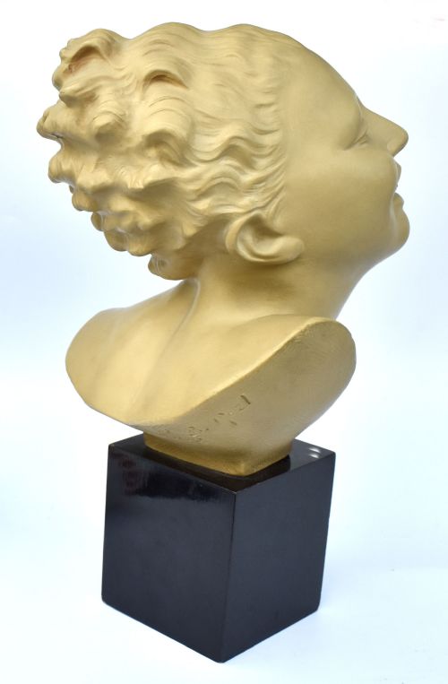 ART DECO BUST ON STAND BY BOHUMIL REZL C1930 - ADDITIONAL PHOTO 4
